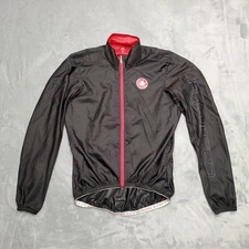 Castelli Velo Jacket Mens L Black Red Windbreaker Cycling Bike Racing Full Zip