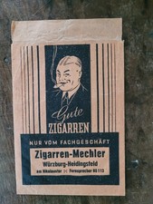 Alte Tüte Gute Zigarren-Mechler Würzburg Heidingsfeld Reklame Werbung Tabak