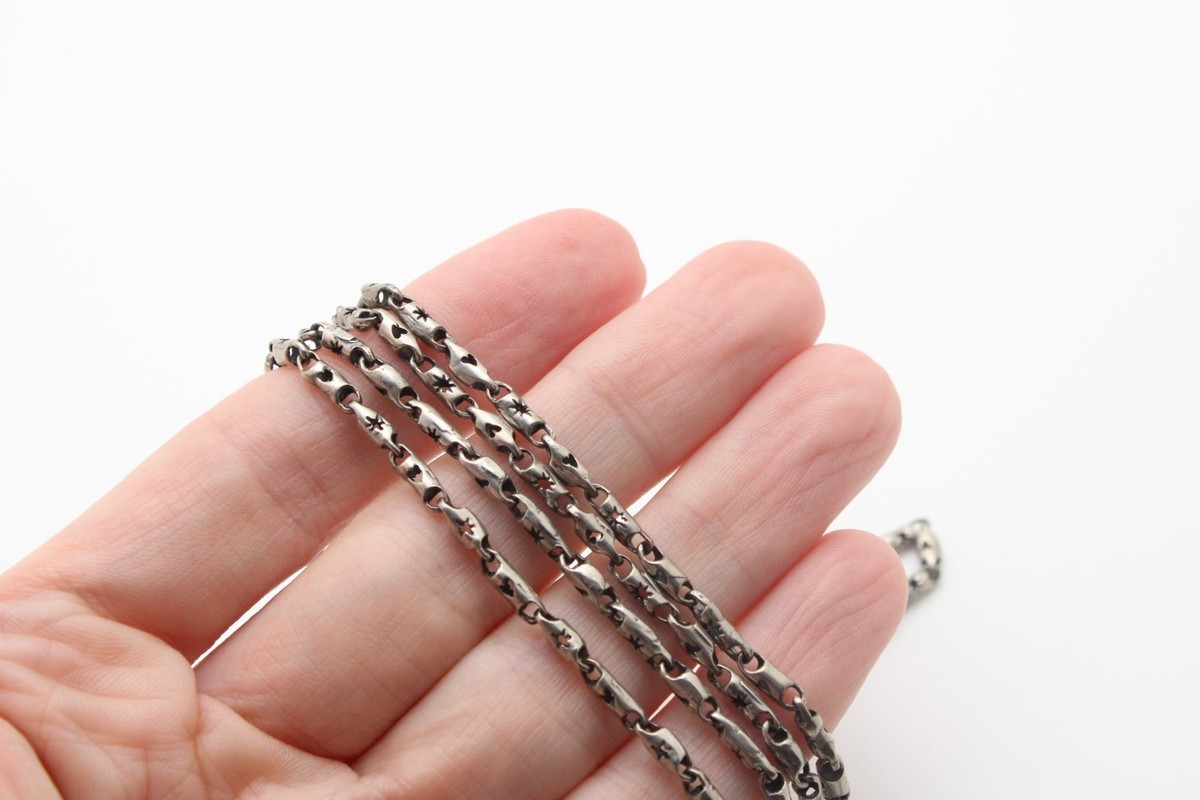 ACE by Morizane 925 Sterling Silver Hearts Stars Cut Out Barrel Chain Necklace View 3