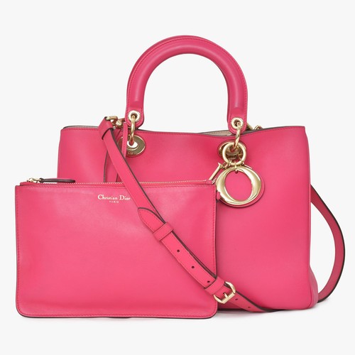 Christian Dior Diorissimo Pink Leather 2WAY Handbag Excellent From Japan