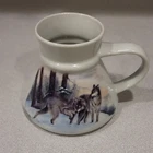 Vintage Otagiri Japan No-Spill Mug Judy Matthews Wolves