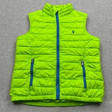 Polo Ralph Lauren Packable Vest Youth Boy's Medium 10-12 Safety Green Puffer
