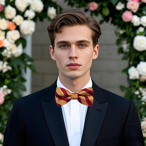 Silk Bow Ties for Men Striped Pre-tied Adjustable Bowties Woven Jacquard Formal - 第 3/12 張圖片