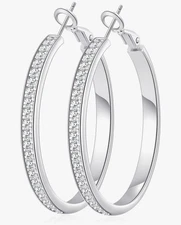 Aretes Plata De Ley 925 Pendientes Joyeria Fina de Moda Para Mujer 40mm