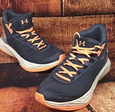 Under Armour 3021184-500 Basketball Shoes Navy Orange Size 6.5Y