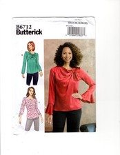 Butterick B6712 Misses Loose-Fitting Top with Overlay, Flounce Size 14-22 UC F/F