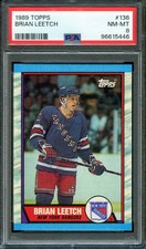 1989 Topps BRIAN LEETCH Rookie #136 Hockey Card PSA 8 NM-MT