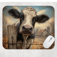 Cow On A Farm Western Southern Computer Non Slip Custom Mouse Pad
