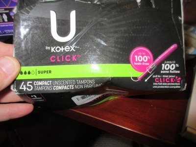 U by Kotex Click Compact Tampons, Super Absorbency, Unscented, 45 Count (damaged