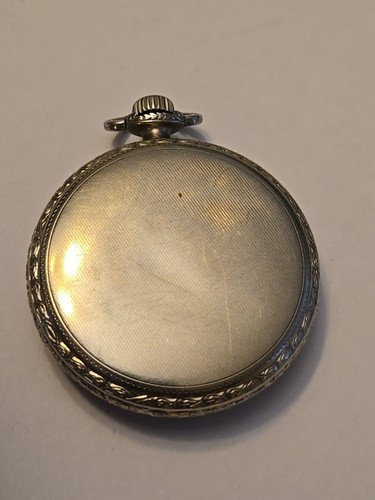 Antique 12s 1914 Elgin Multicolor Mechanical Pocket Watch 344 14k White GF Runs - Picture 10 of 11