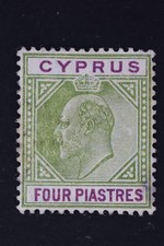 Cyprus Scott 54 Used 1925 KGV Four Piastres Light Cancel