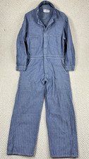 Vtg Coveralls Mens Chest 44 Blue Herringbone Twill Mechanic Workwear USA Union
