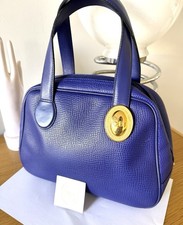 Petit Modèle Christian Dior Cuir Bowling Bleu Violet Logo CD bag borsa vintage