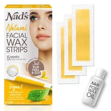 Facial Wax Strips - Natural for All Skin Types - 30 Strips & Oil