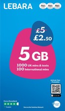 Lebara Mobile SIM Card with 5GB Data Plan for £2.50, No Contract, EU Roaming