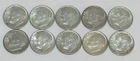 Ten Circulated 90% Silver 1960- 1964 Roosevelt Dimes- NR!