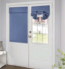 Homeideas Blackout Door Curtain Room Darkening Blind 34×40 Stone Blue - 1 Panel