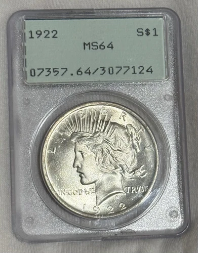 1922 Peace Silver Dollar MS64 PCGS Ogh Rattler Lots Of Luster Bu Unc White Coin