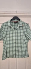 MAMMUT Womens Shirt Blue Check Large Short Sleeve Outdoors Hiking Walking