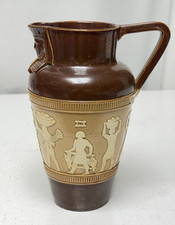 Royal Doulton Stoneware Lambeth Egyptian Revival 7” Tall Syrup Jug Pitcher #1498