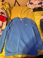 Vintage Adidas Blue Fleece Cotton Pullover Crewneck Logo Sweatshirt Men's XL