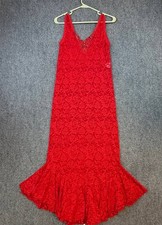Vintage Fredericks of Hollywood Red Lace Nightgown L 45
