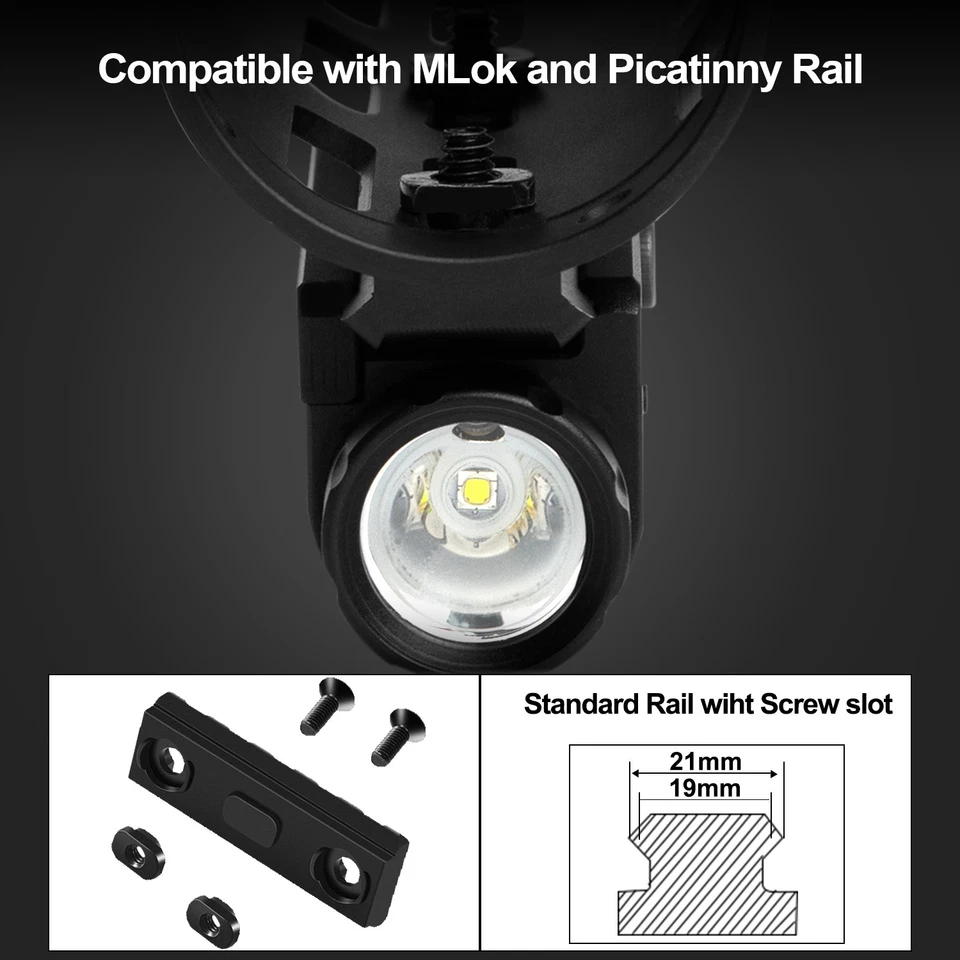 Фонарик 1000 лм и зеленый лазерный прицел USB перезаряжаемые совместимые направляющие Пикатинни - Изображение 3 из 4