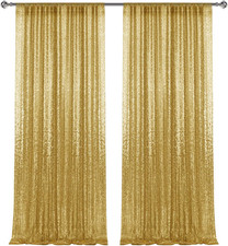 2 PCS Gold Sequin Backdrop Curtain 2x8ft Glitter Photo Background Stage