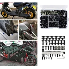 Black Motorcycle Fairing Bolts Kits Body Fasteners Clip Screws Wrench Set