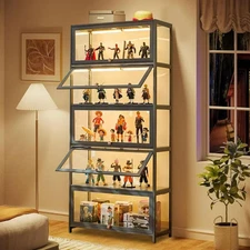 Display Cabinet 5-Tier Acrylic Glass Bookcase  Shelf Collectibles Toy Rack