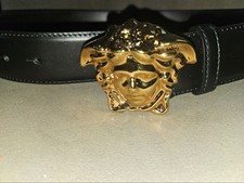 Versace La Medusa Greca Buckle Adjustable Leather Size 70/30 Belt for Men Black