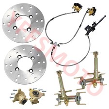 Front Steering Spindle 3 Stud Wheel Hub Brake Caliper Rotor Kit ATV Quad Bike