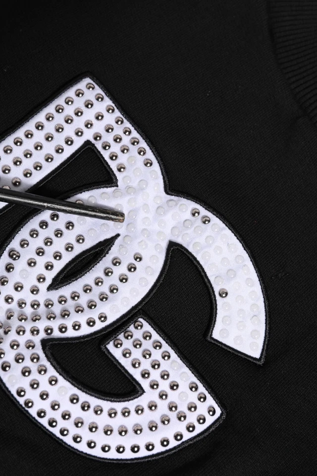 DOLCE & GABBANA Kids Sweater Black Logo Embellishement Pullover s. Tag 8 600usd - Image 4 of 4