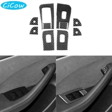 10 Pcs Window Lift Switch Panel For Tesla Model 3 Highland 23+ Real Carbon Fiber