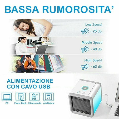 MINI CONDIZIONATORE PORTATILE USB DEUMIDIFICATORE AD ACQUA VENTILATORE LED - Foto 6 di 10
