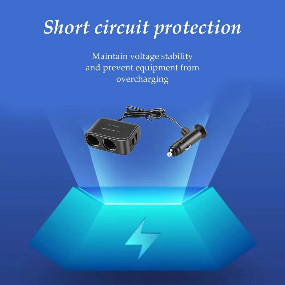 2 Wege Dual Auto Dual USB Ladegerät Strom Adapter Zigarettenanzünder Splitter - Bild 4 von 4