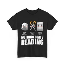 Reading Books Shirt, Nothing Beats Reading Rock Paper Book Lovers T-Shirt