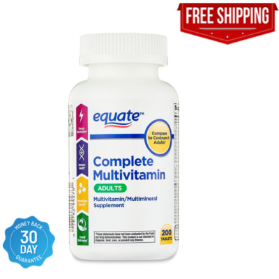 EQUATE COMPLETE MULTIVITAMIN DIETARY SUPPLEMENT ADULTS  200 TABLETS EYE Heart