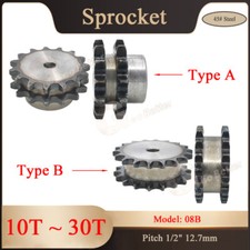 Pitch 1/2" Double-Strand Sprocket 08B 10 30T Roller Chain Sprockets 45 Steel