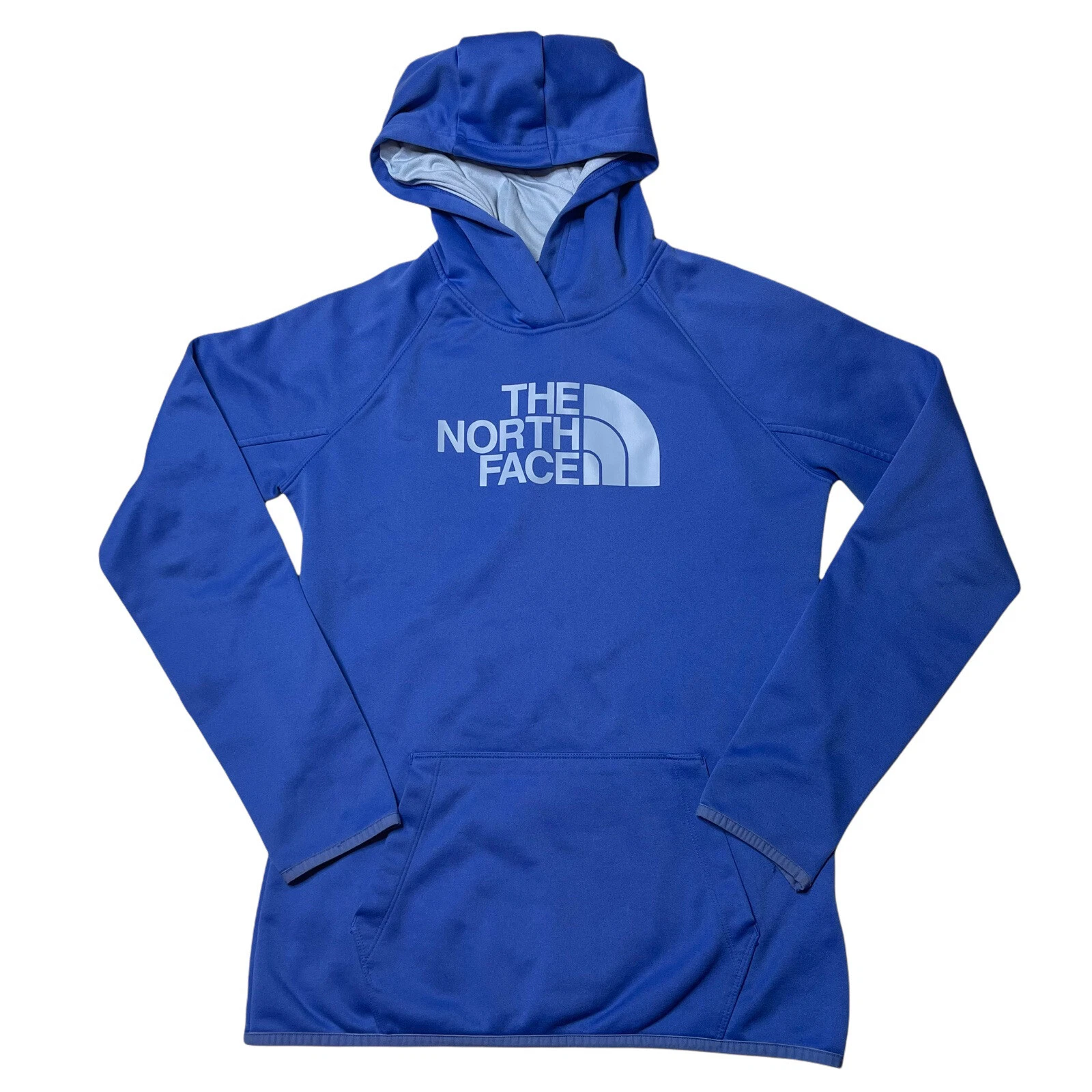 The North Face Blue Logo Pullover Hoodie Sweatshirt Women’s Sz Medium Pocket