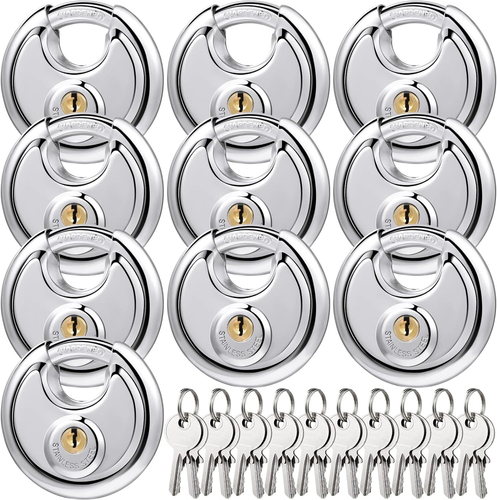 CINCINNO 304 Stainless Steel Discus Padlock, Keyed Alike Disc Lock For Storage Unit, Garage And