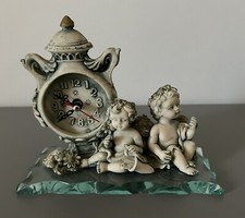 Arte Vetro Murano Linea Del Vecchio Statuetta Angeli Angioletti Con Orologio