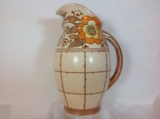 Vintage Bursley Ware England Charlotte Rhead Large Jug TL3 Trellis Circa 1943
