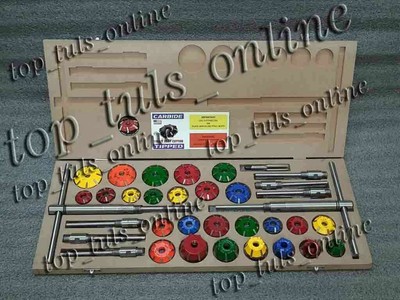 43x VALVE SEAT CUTTER KIT CARBIDE TIPPED 10x LIVE LONGER GUIDE STEMS DOUBLE THRD