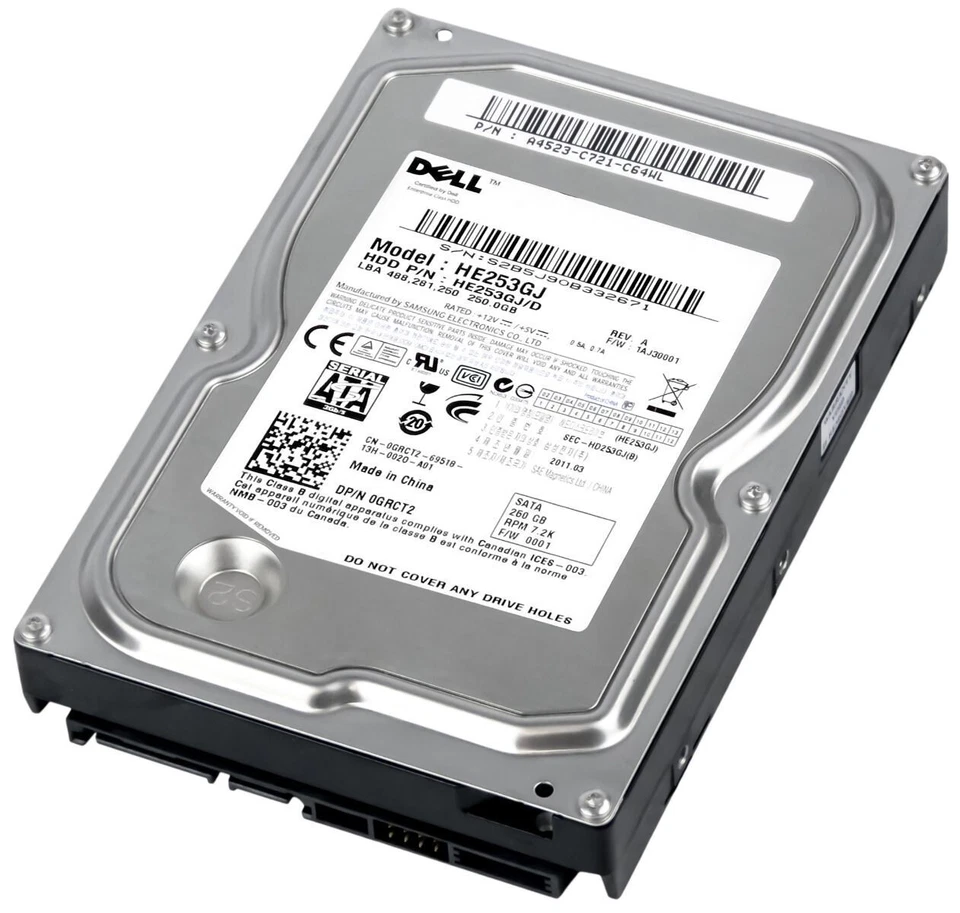 Hard Drive Dell 0GRCT2 HE253GJ 250GB 16MB 7200RPM SATA II 3.5'' Inch - Image 3 of 3