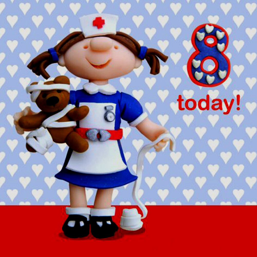 Holy Mackerel 8th Happy Birthday Greeting Card Girl Age 8 Today