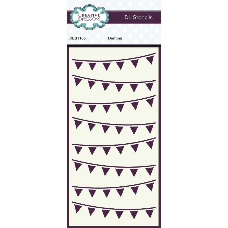 Creative Expressions Bunting DL Slimline Stencil Party Birthday Card Making
