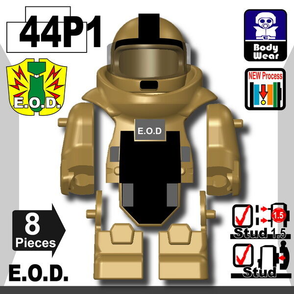 Dark Tan EOD bomb suit Vest compatible with toy brick minifigures police