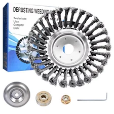 6" 8" Steel Wire Wheel Brush Grass Trimmer Head Weed Garden Trimming Tools