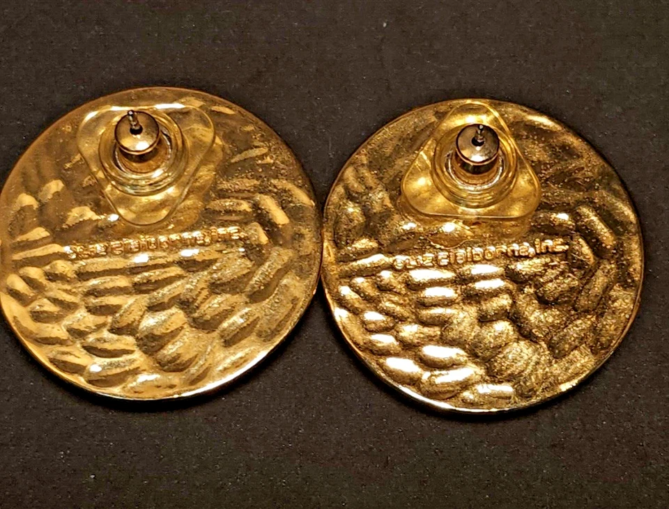 Pendientes de botón Liz Claiborne Inc colgante a juego preppy años 80 reversibles Foto 3 de 4